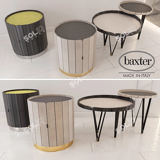 Elegant Baxter NINFEA Night & Small Tables 3D model image 1