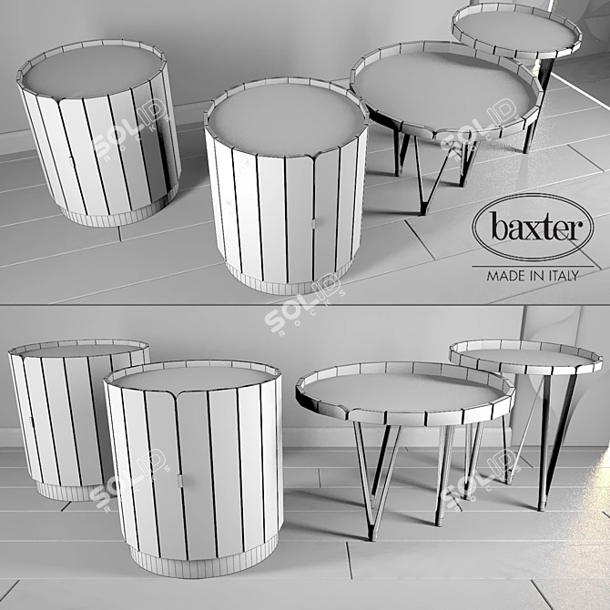 Elegant Baxter NINFEA Night & Small Tables 3D model image 2