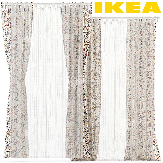 Elegant Curtain Set: RÖDARV, MATILDA, REKKA 3D model image 2