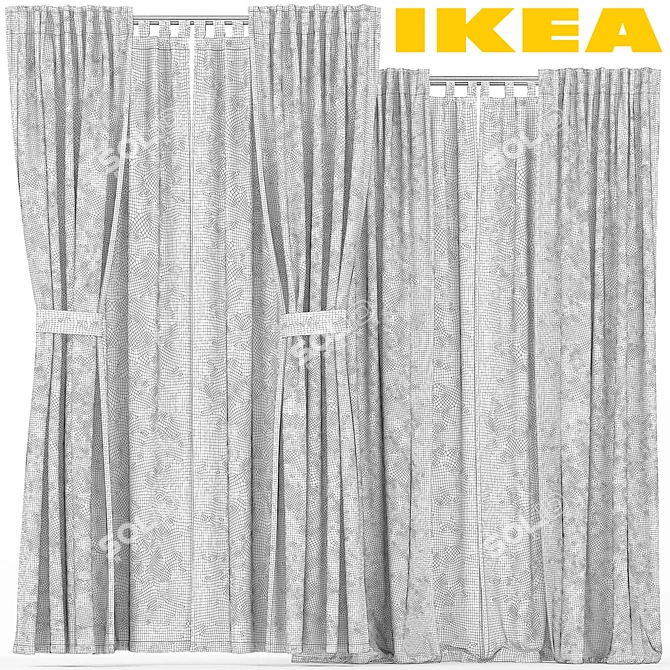 Elegant Curtain Set: RÖDARV, MATILDA, REKKA 3D model image 3