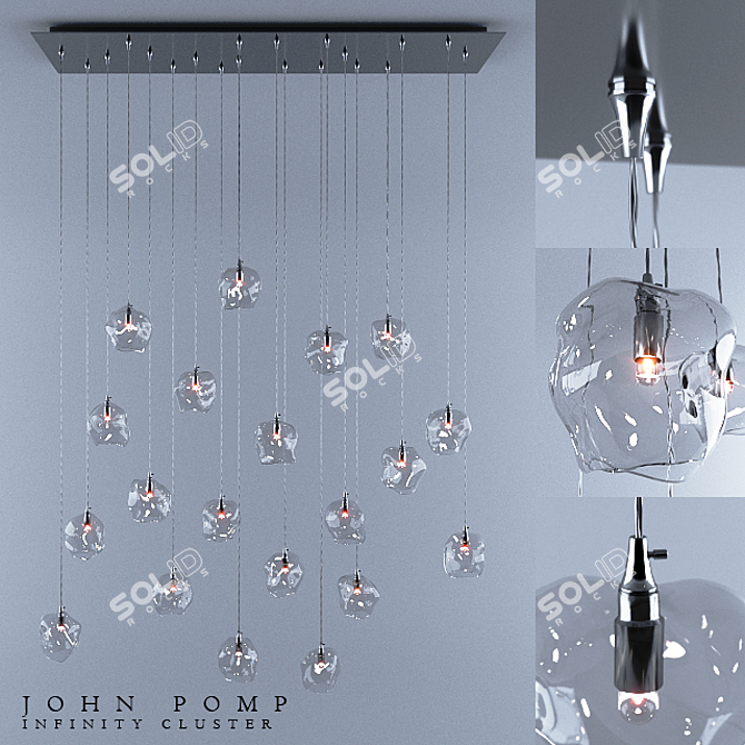 Handmade Infinity Cluster Chandelier 3D model image 1