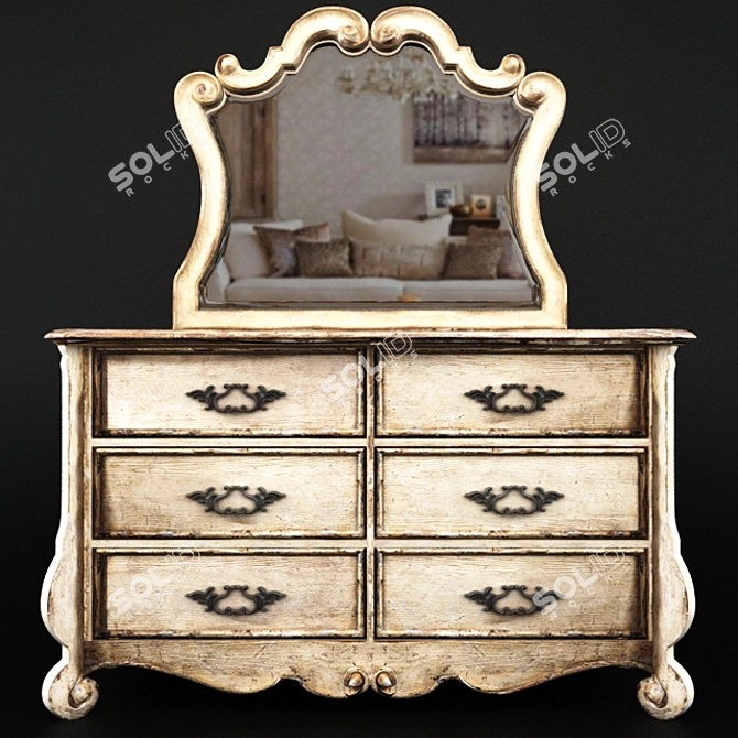 Elegant Estelline Drawer Mirror Set 3D model image 2