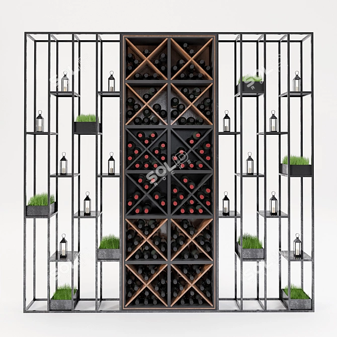 Modular Wine Shelf Station 3D model image 1