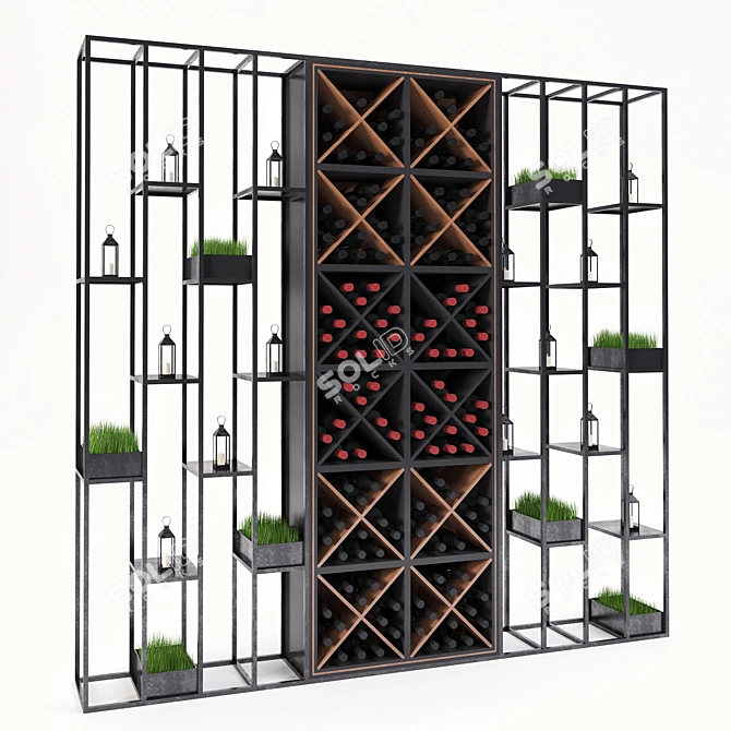 Modular Wine Shelf Station 3D model image 2