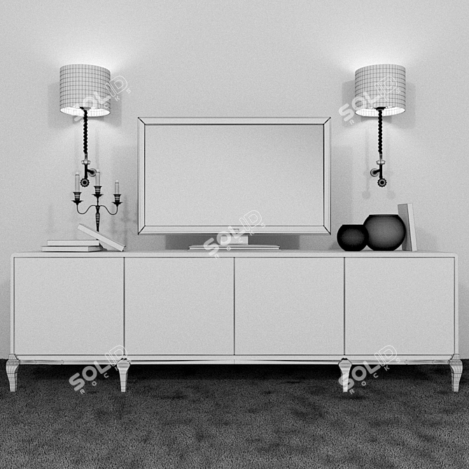 Multi-functional Chest with TV, Sconce & Vase 3D model image 2