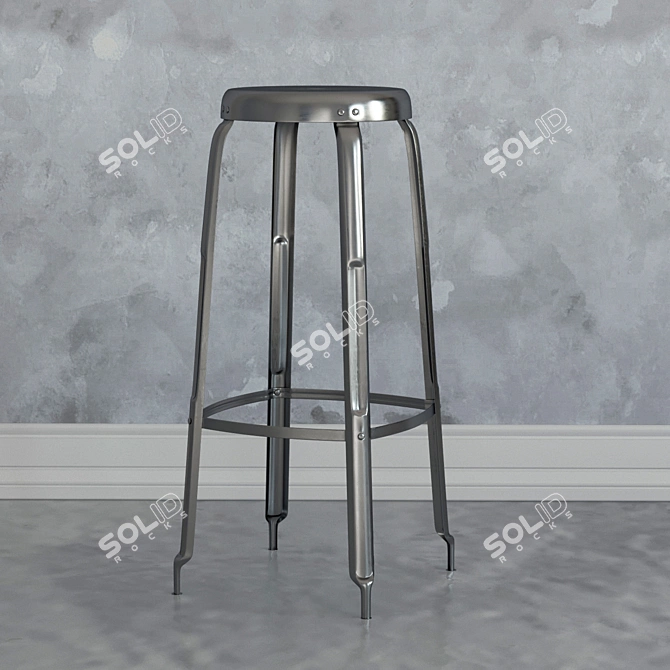 Iron Stool, 70cm Height 3D model image 1