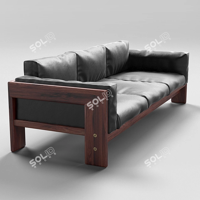 Vintage Italian Rosewood Bastiano Sofa 3D model image 2