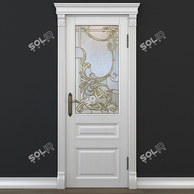 Stained Glass Door: Elegant Entryway 3D model image 1