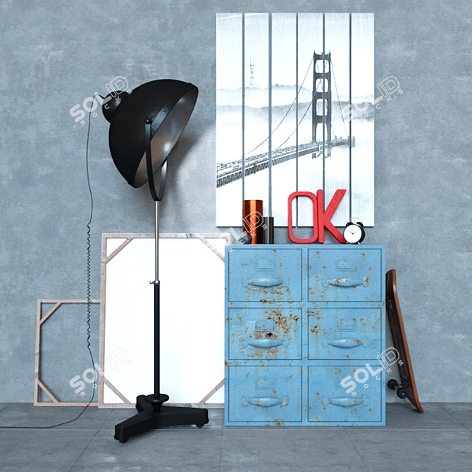  Industrial Loft Decor Set 3D model image 1