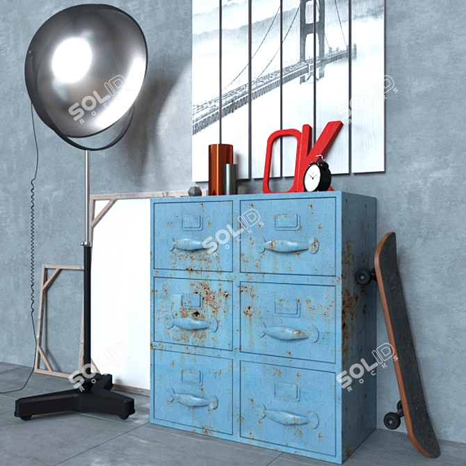  Industrial Loft Decor Set 3D model image 2