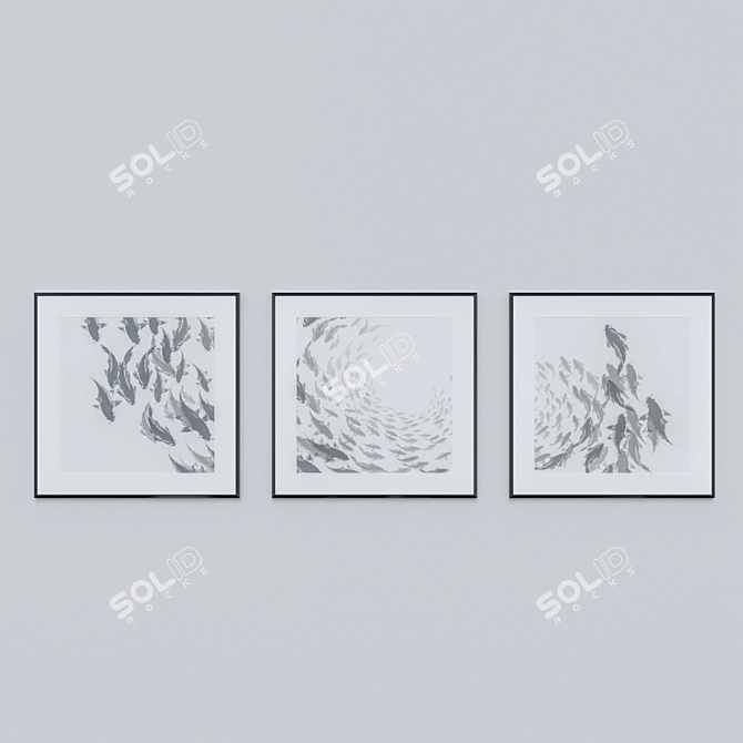 Black Fish Print Set 3D model image 1