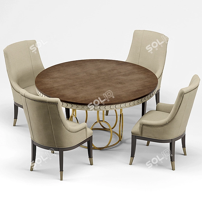 Modern Classic Dining Set: Madeline Chair and Alexis Table 3D model image 1