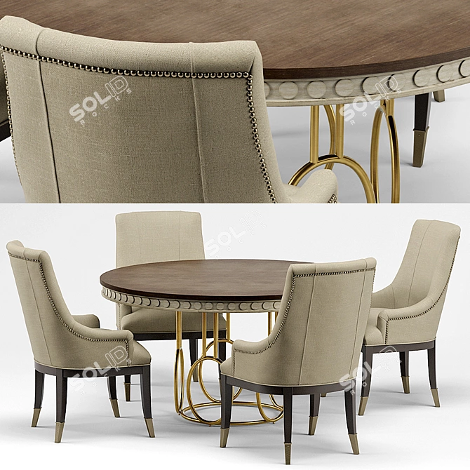 Modern Classic Dining Set: Madeline Chair and Alexis Table 3D model image 2