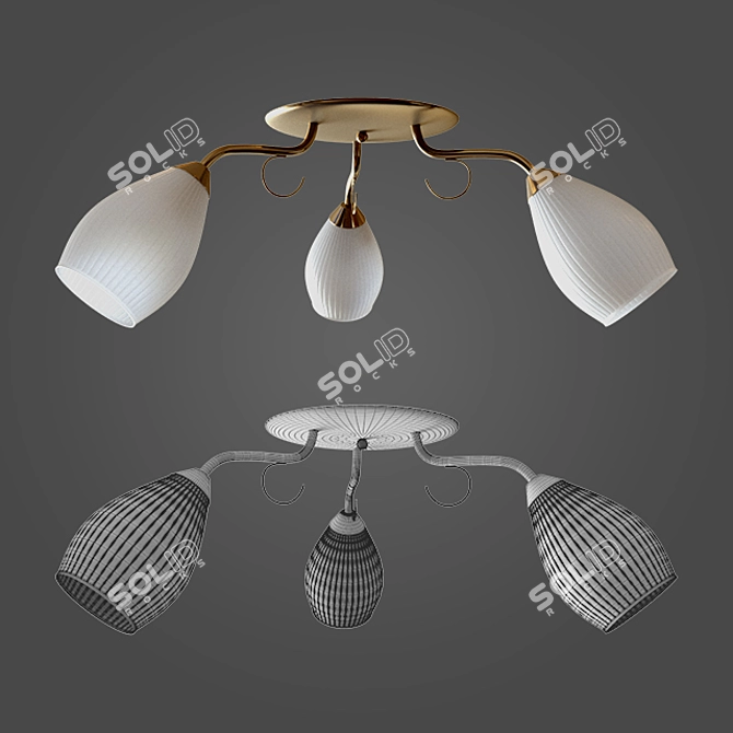 Elegant Glow: 3-Light Ceiling Chandelier 3D model image 1