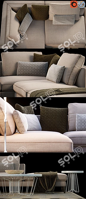 Modern Corner Sofa Set 3D model image 2