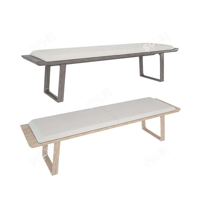 Modern Taupe & Walnut Dining Bench 3D model image 1