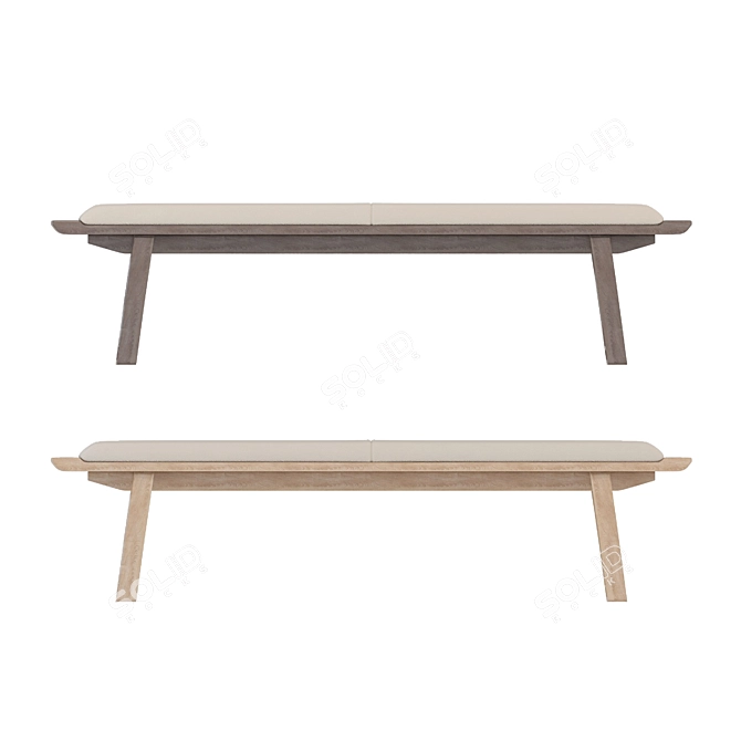 Modern Taupe & Walnut Dining Bench 3D model image 2