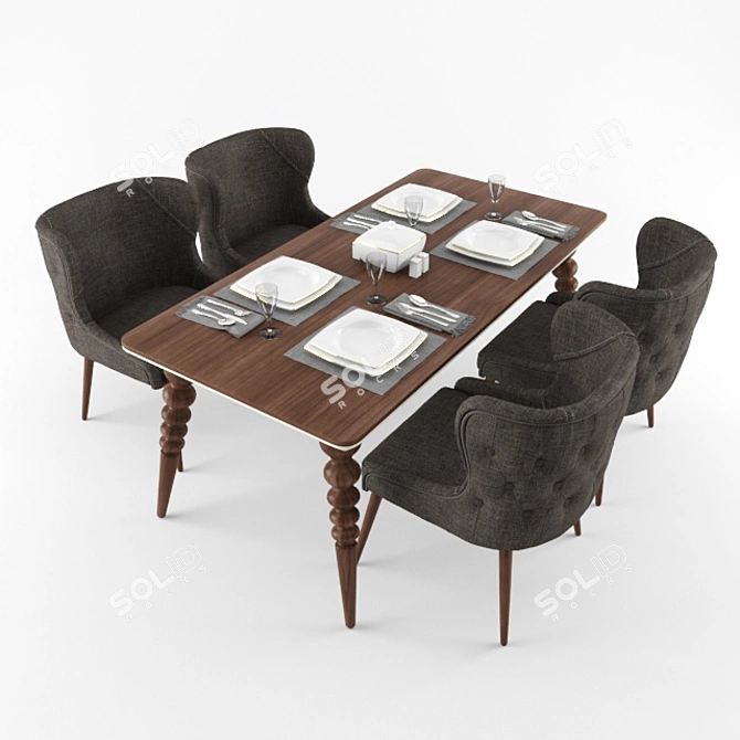 Elegant Dining Set with Accessories 3D model image 1