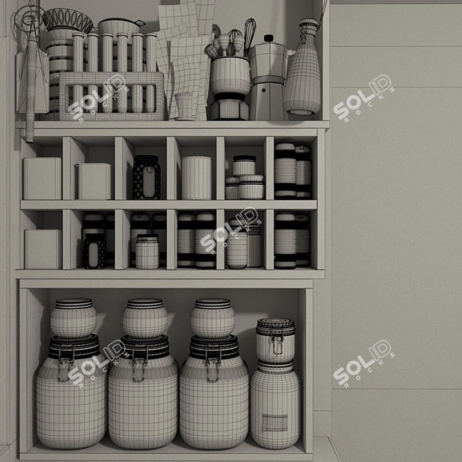 Title: Kitchen Essentials: Jar, Spices, Rack & More 3D model image 2