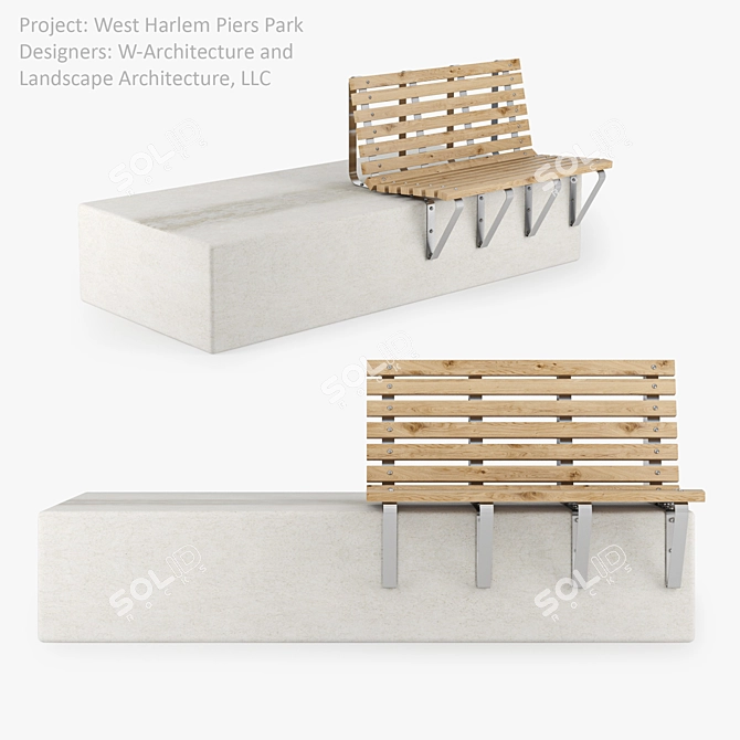 Modern Urban Bench - Polys: 58k, Verts: 60k 3D model image 1