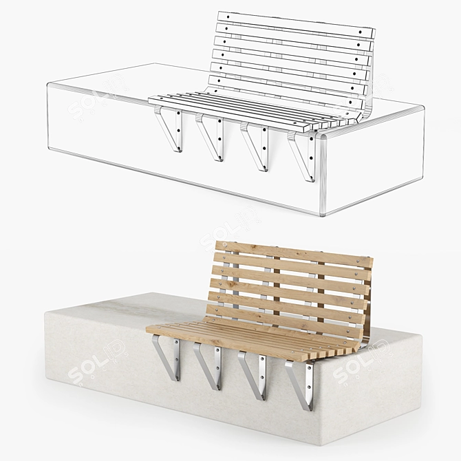 Modern Urban Bench - Polys: 58k, Verts: 60k 3D model image 2