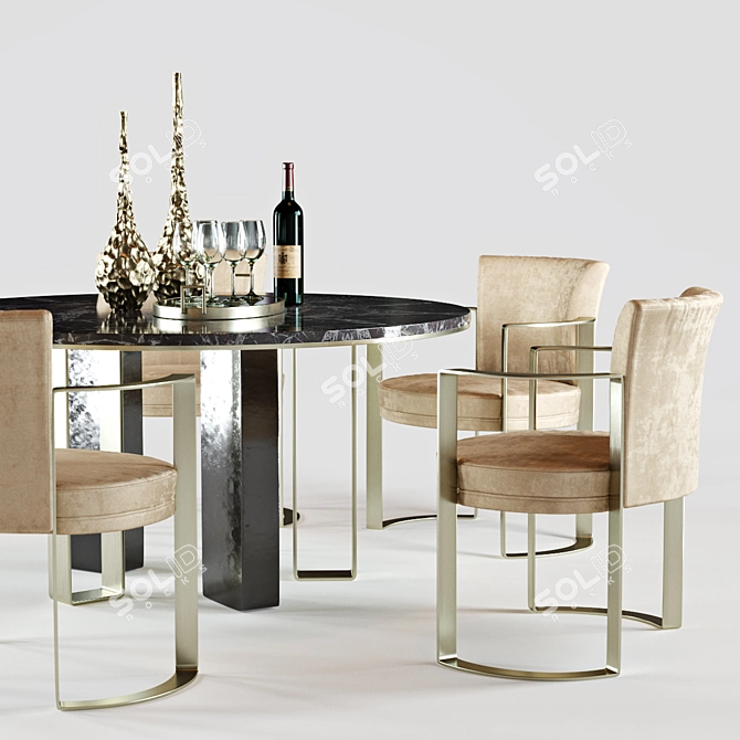 Luxurious Fendi Casa Dining Set 3D model image 2