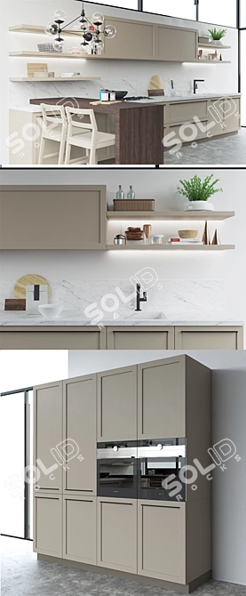 Elegant Scavolini Carattere Kitchen 3D model image 2