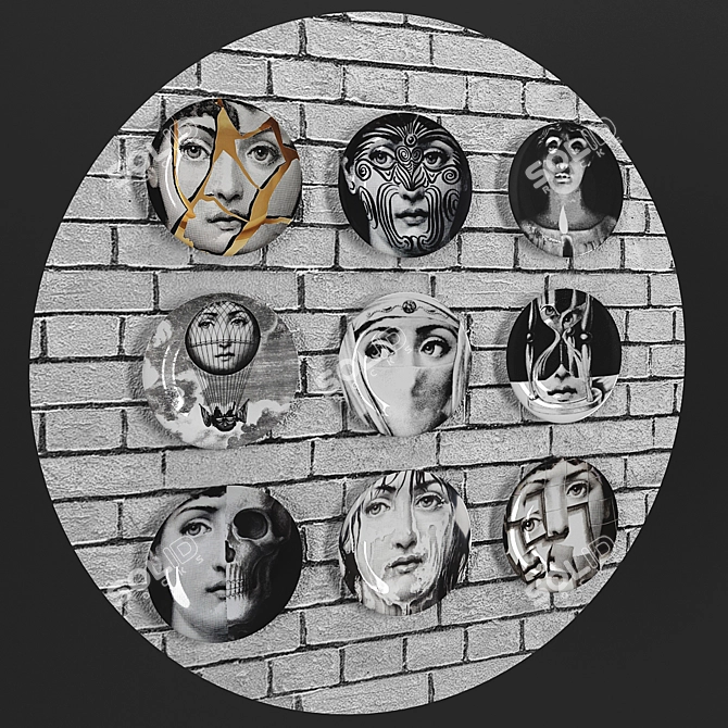 Fornasetti Inspired Decorative Plate 3D model image 2