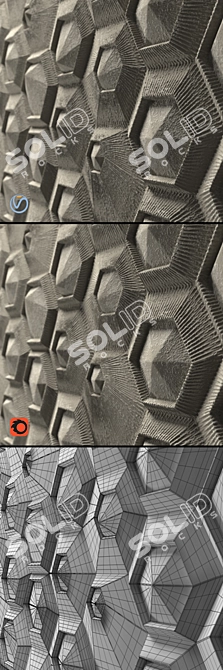 Hexagonal Grid 3D Panel by Elija Porter 3D model image 3