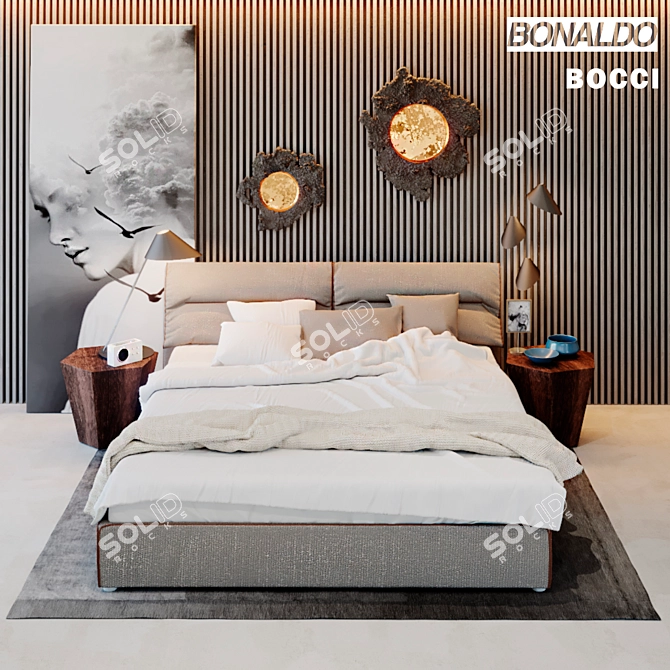 Modern Campo Bed with Mirror Accents 3D model image 1