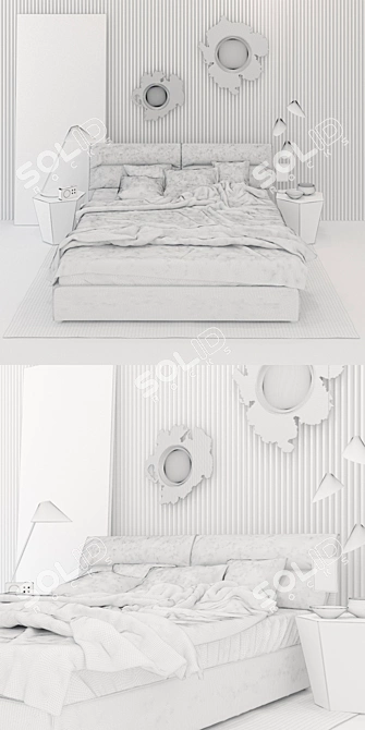 Modern Campo Bed with Mirror Accents 3D model image 3