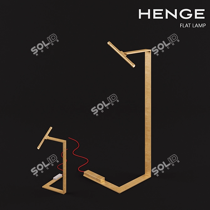 Brass Henge Flat Lamp: Stylish and Versatile 3D model image 1
