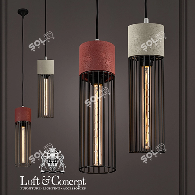 Industrial Concrete Pendant Light 3D model image 1