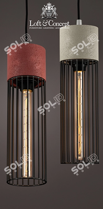 Industrial Concrete Pendant Light 3D model image 2