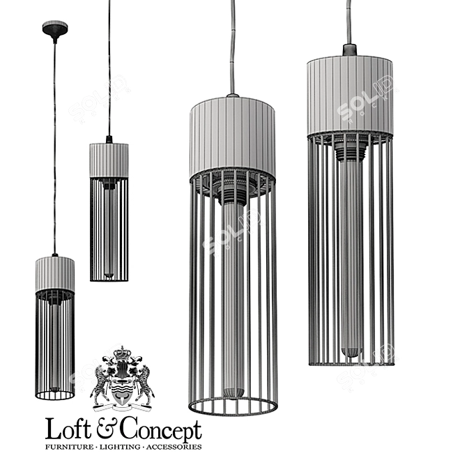 Industrial Concrete Pendant Light 3D model image 3