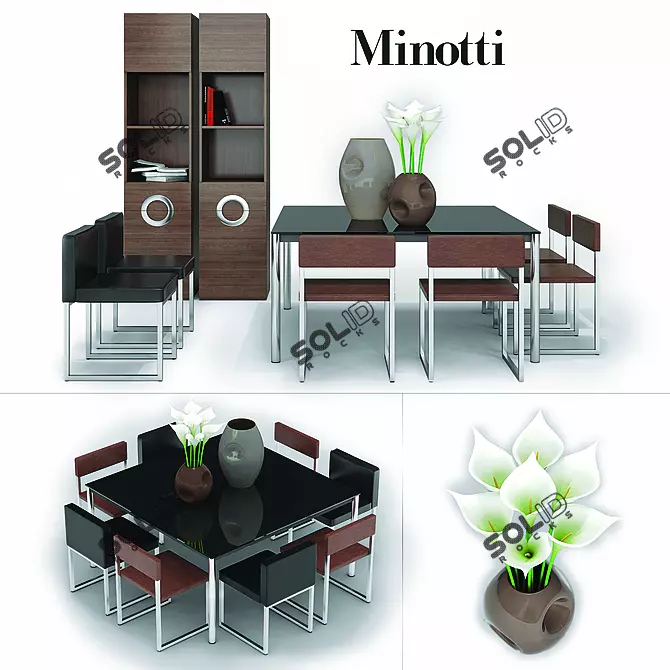Minotti Archipenko Bag Set 3D model image 1