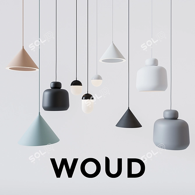 Nordic Lighting Collection: Annular, Dot, and Stone Pendants 3D model image 1