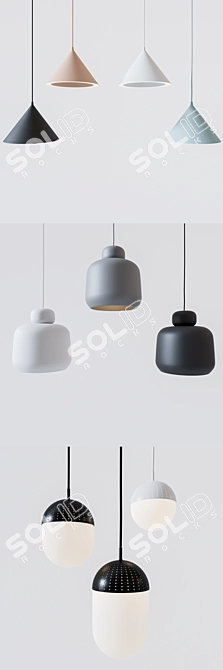 Nordic Lighting Collection: Annular, Dot, and Stone Pendants 3D model image 2