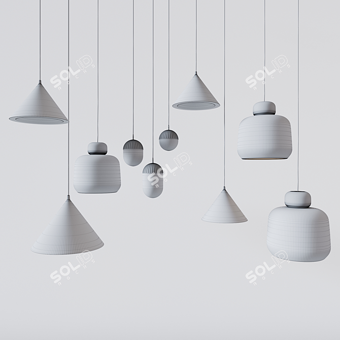 Nordic Lighting Collection: Annular, Dot, and Stone Pendants 3D model image 3