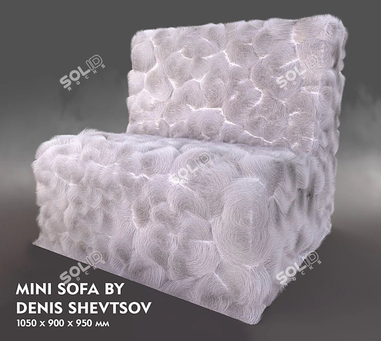 Fuzzy Mini Sofa: Hair and Fur 3D model image 2