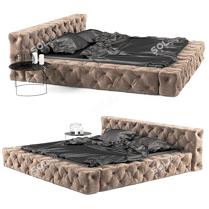 Soho Tufted Fabric Bed 3D model image 1