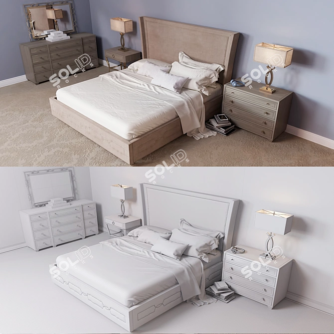 Contemporary Bedroom Furniture Set 3D model image 2