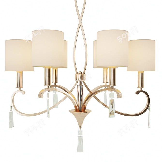 Elegant Freja Chandelier - Silver Metal, Fabric Shades 3D model image 1