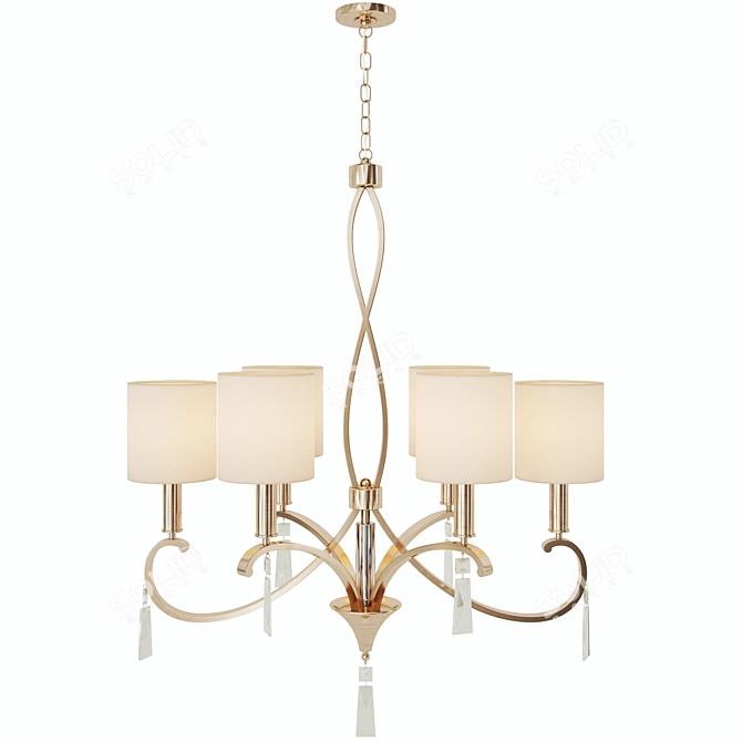 Elegant Freja Chandelier - Silver Metal, Fabric Shades 3D model image 2