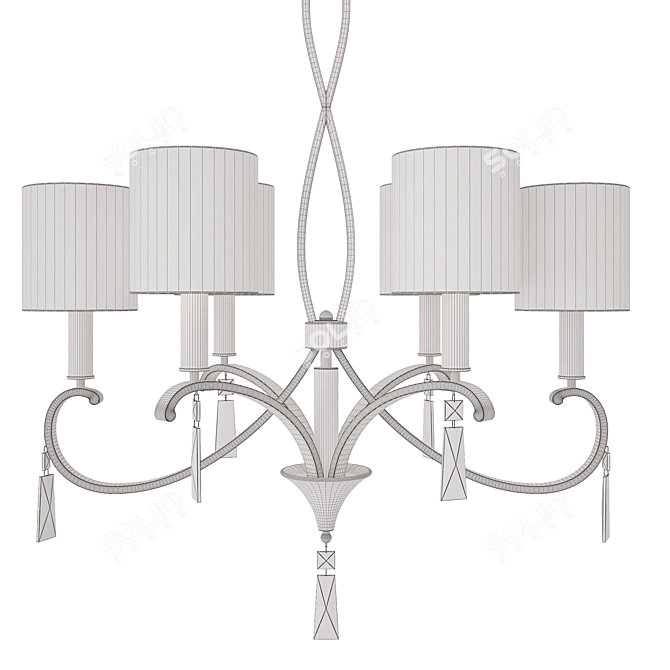 Elegant Freja Chandelier - Silver Metal, Fabric Shades 3D model image 3