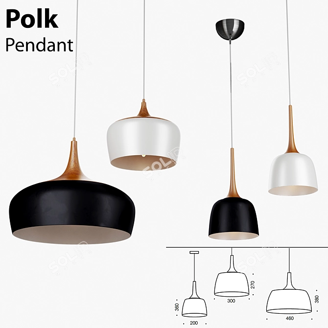 Telbix Polk Pendant Light Oak 3D model image 1