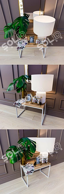 Zara Home Decor Set: Table, Lamp, Vase, Mirror 3D model image 2