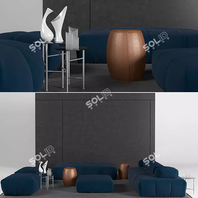 Modern TurboSmooth Sofa in 3DSMax 3D model image 1