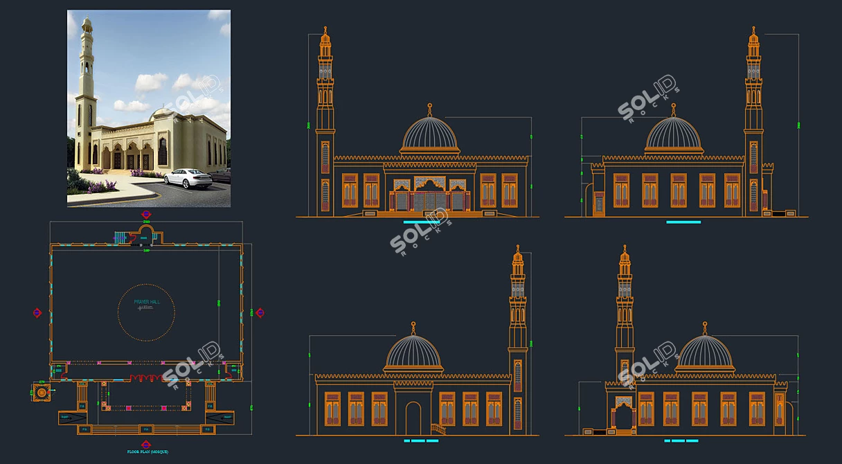 Dubai Jame Mosque: 800 People Capacity 3D model image 3