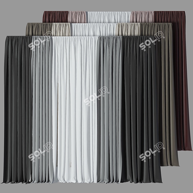 Elegant Curtain Set 3D model image 1